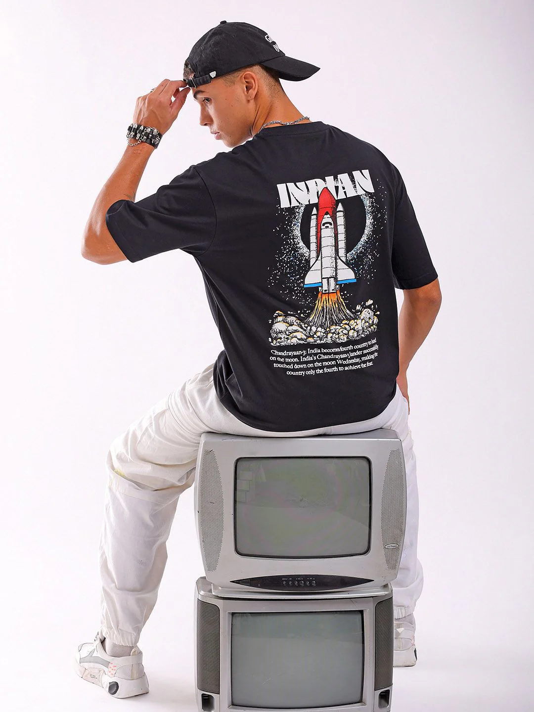 The Indian Garage Co Men Back Printed Boxy Oversized Round Neck T-shirt - Image 6