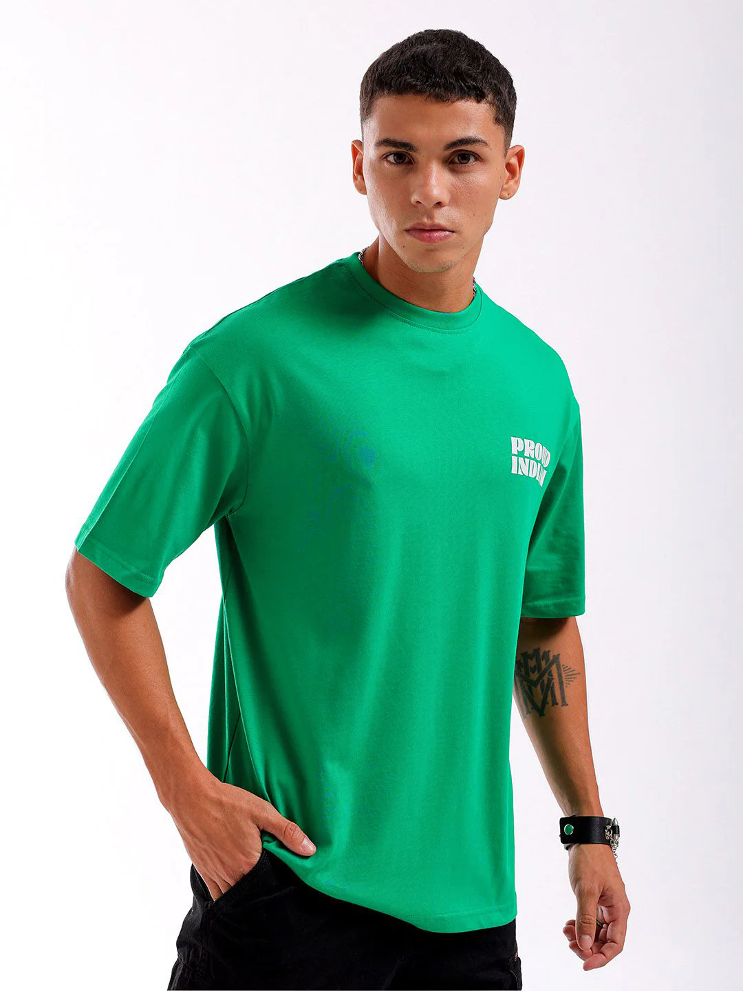 The Indian Garage Co Pure Cotton Back Printed Boxy Oversized Round Neck T-shirt - Image 4