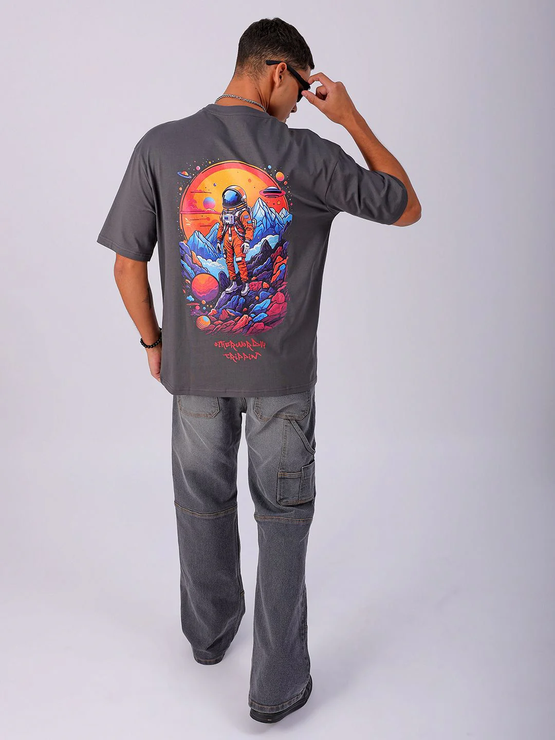 The Indian Garage Co Men Back Printed Boxy Oversized Round Neck T-shirt - Image 7