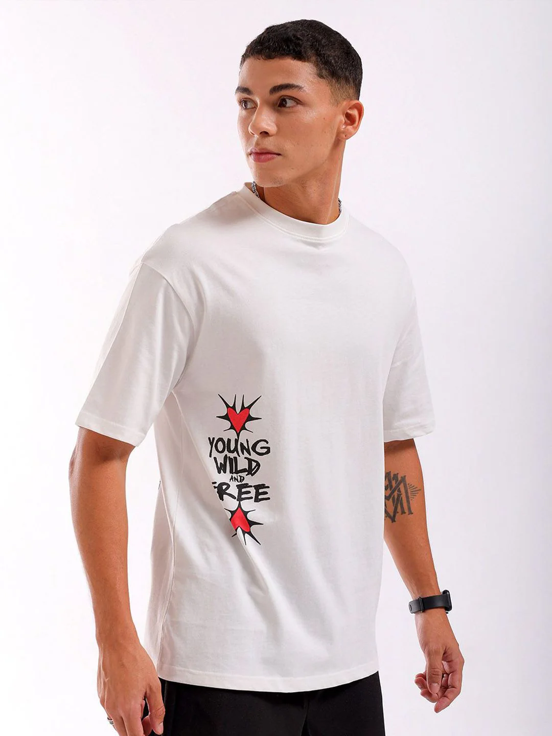 The Indian Garage Co Men Pure Cotton Back Printed Boxy Oversized Round Neck T-shirt - Image 5