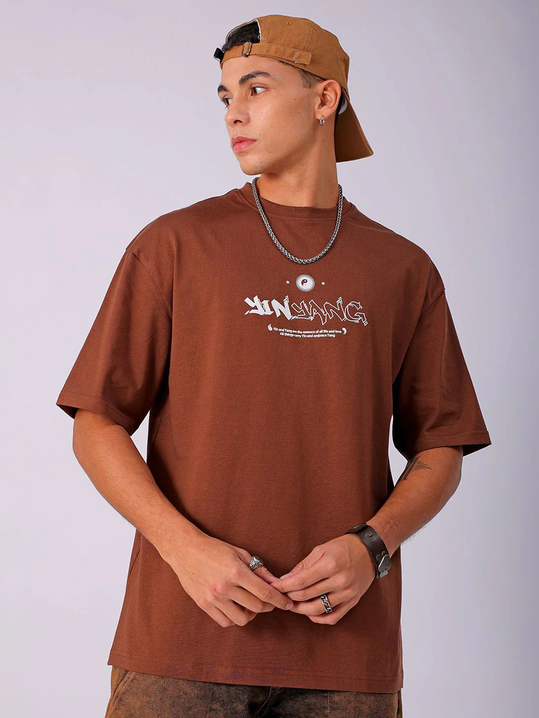 The Indian Garage Co Back Printed Pure Cotton Oversized Round Neck T-shirt - Image 5