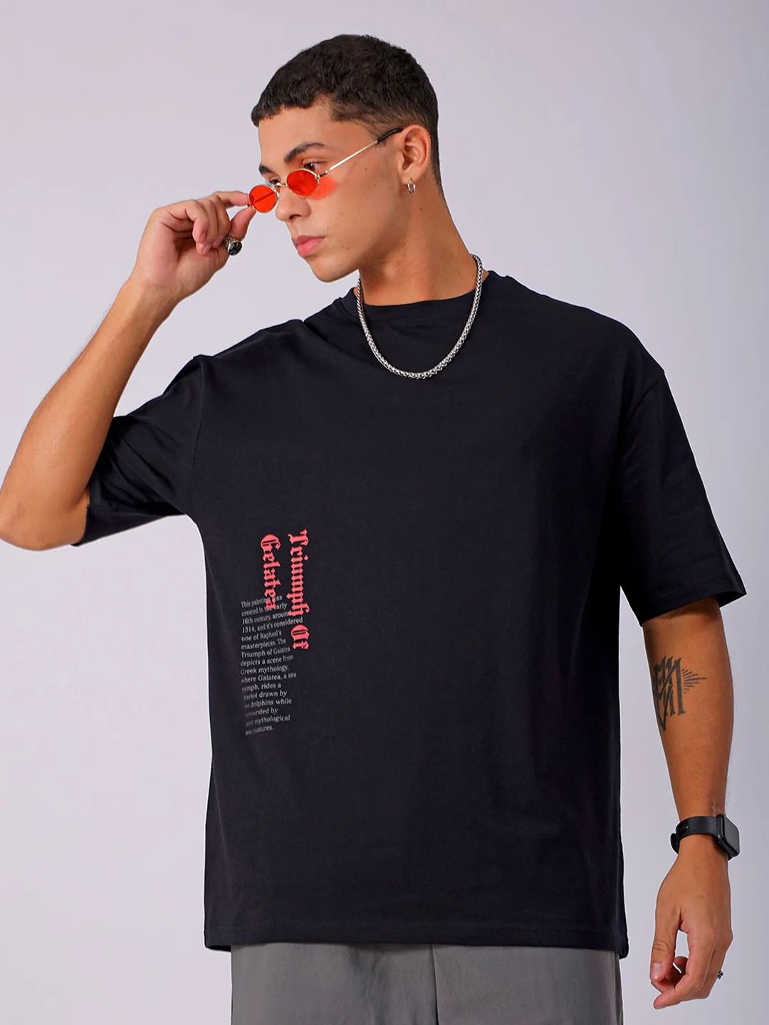 The Indian Garage Co Men Back Printed Boxy Oversized Round Neck Pure Cotton T-shirt - Image 7
