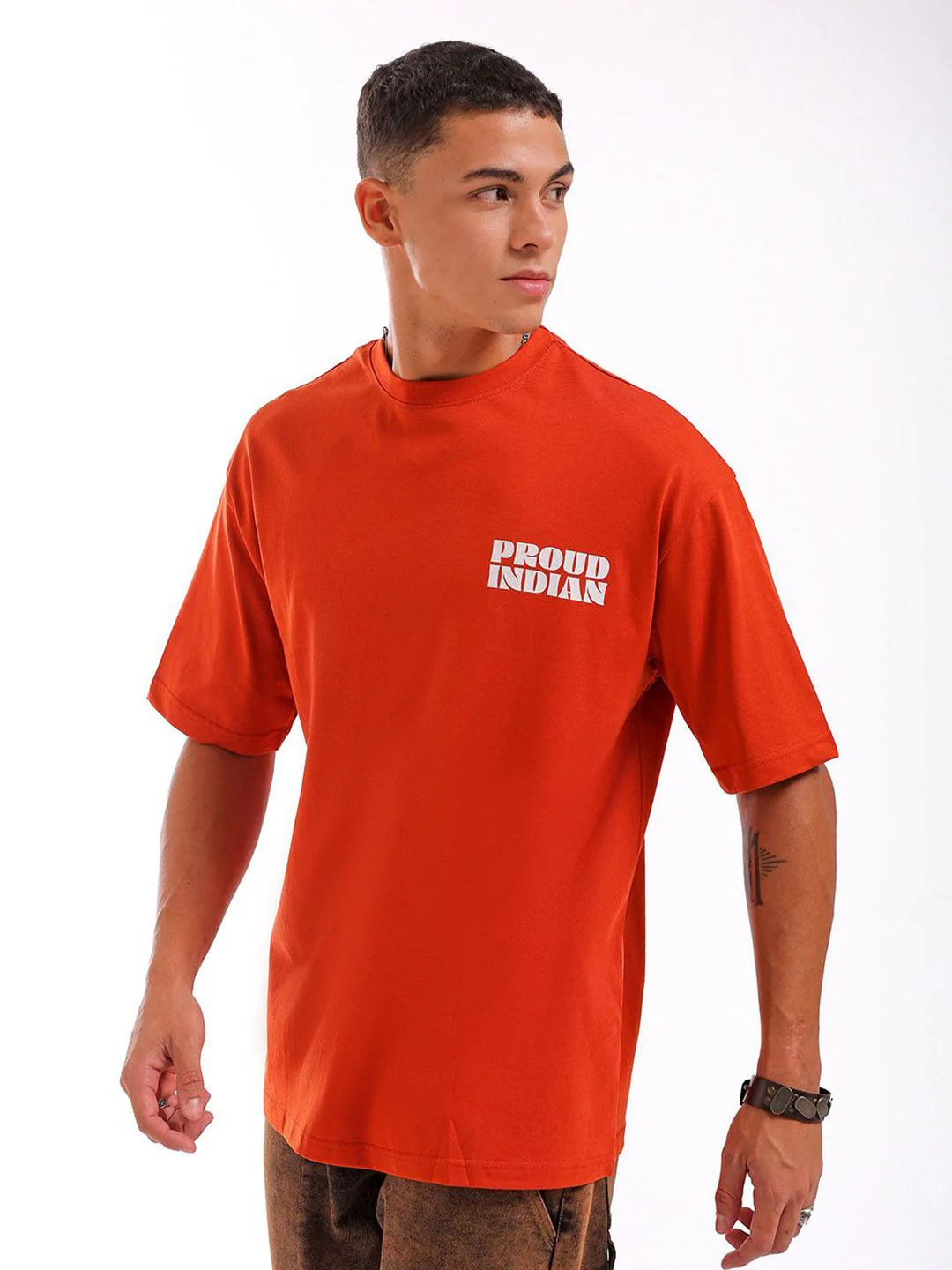 The Indian Garage Co Men Back Printed Boxy Oversized Round Neck T-shirt - Image 4
