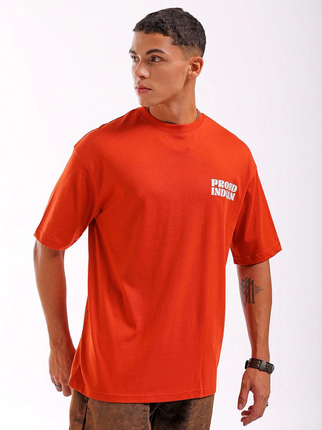 The Indian Garage Co Men Back Printed Boxy Oversized Round Neck T-shirt - Image 5