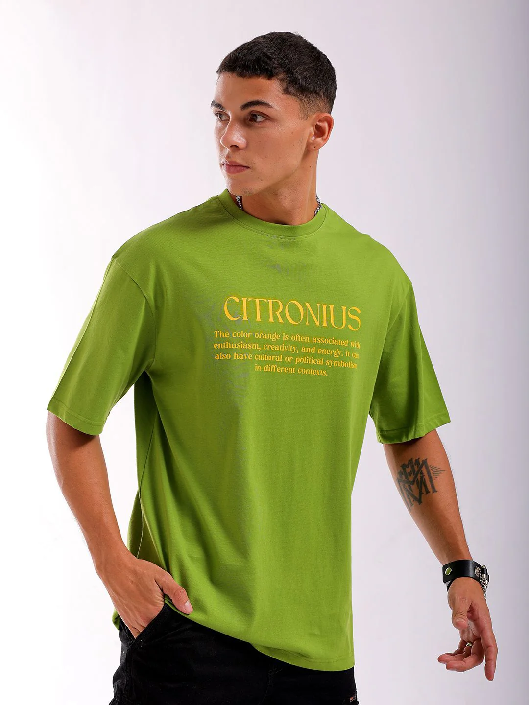 The Indian Garage Co Men Back Printed Boxy Oversized Round Neck T-shirt - Image 5