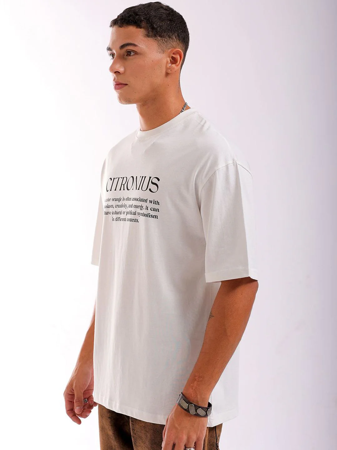 The Indian Garage Co Men Back Printed Boxy Oversized Round Neck Pure Cotton T-shirt - Image 4