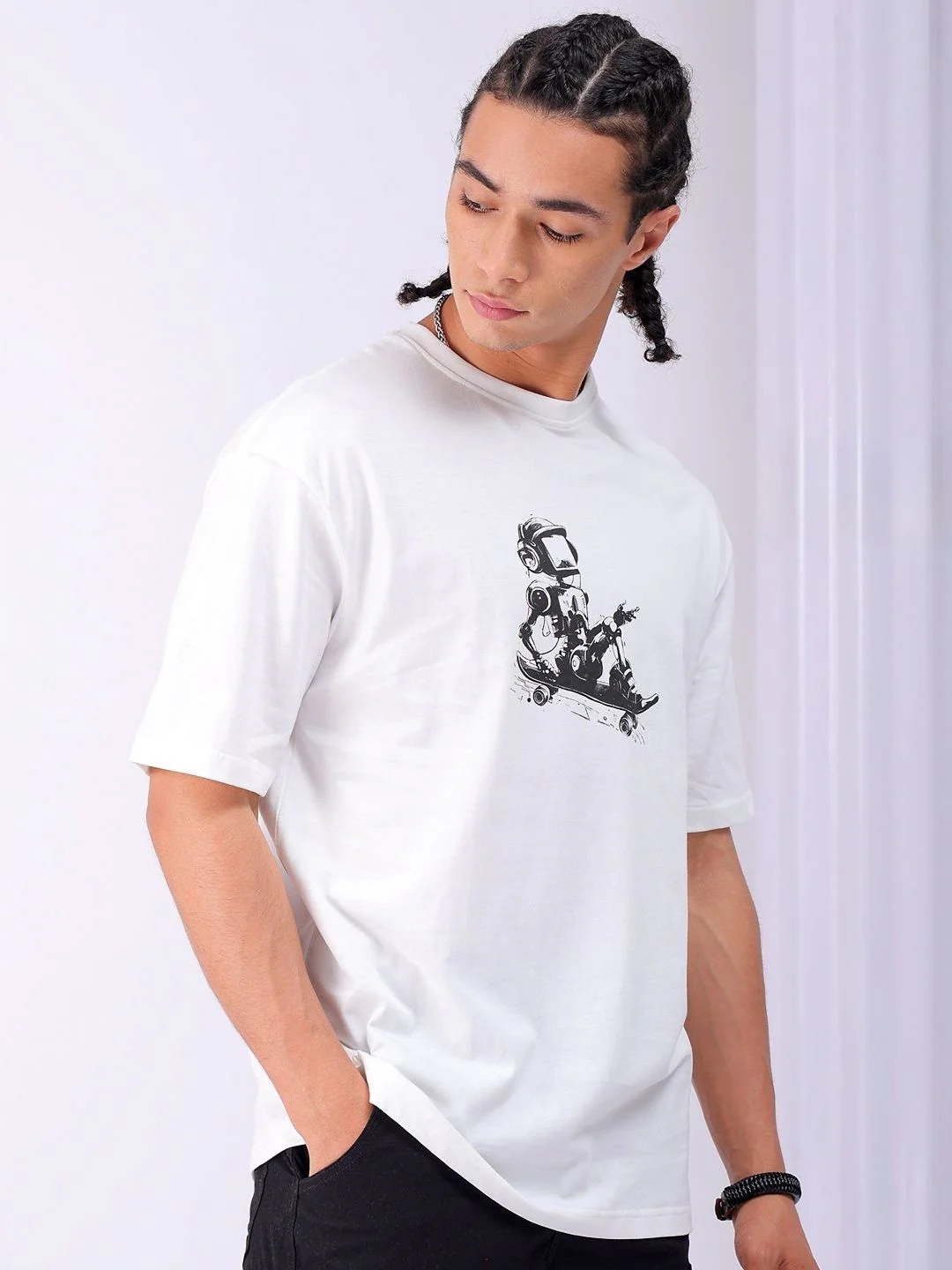 The Indian Garage Co Men Back Printed Boxy Oversized Pure Cotton T-shirt - Image 4