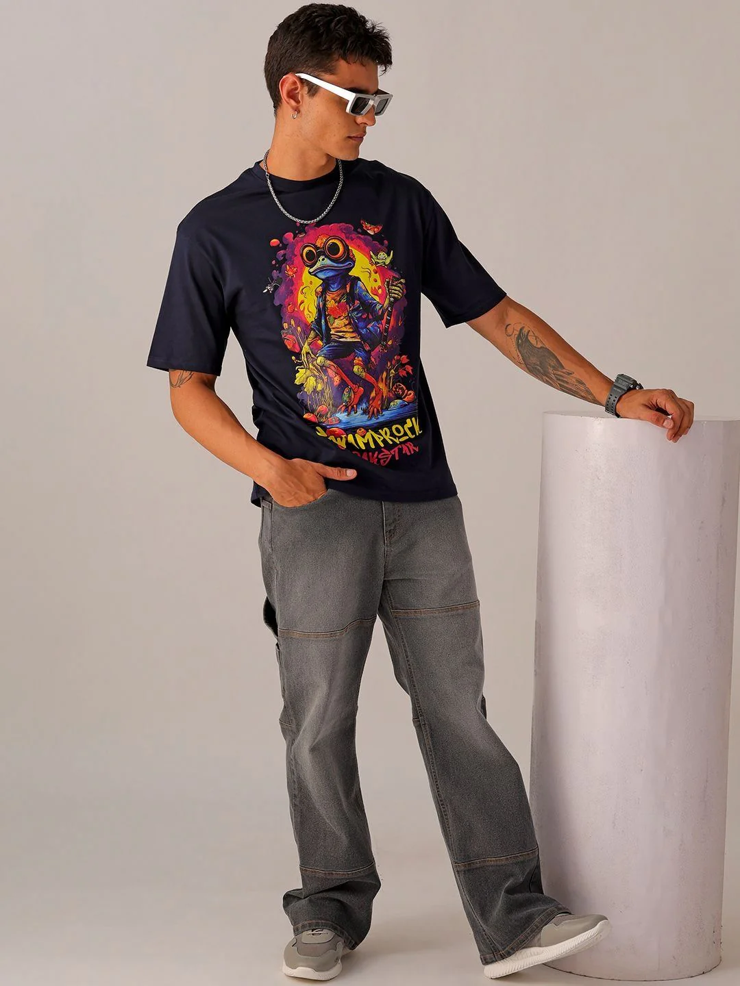 The Indian Garage Co Men Back Printed Boxy Oversized Round Neck T-shirt - Image 6
