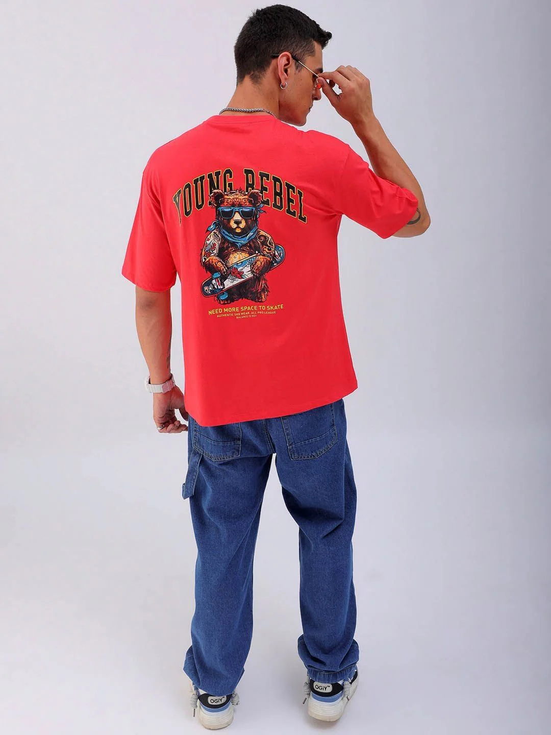 The Indian Garage Co Men Back Printed Boxy Oversized Pure Cotton T-shirt - Image 6