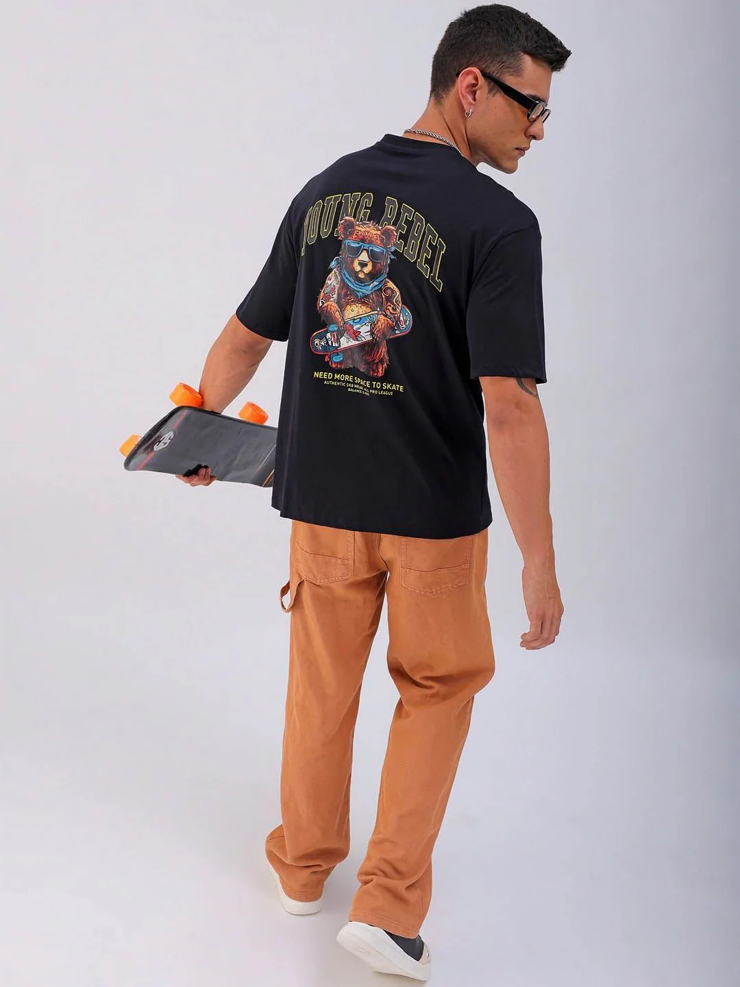 The Indian Garage Co Men Back Printed Boxy Oversized Round Neck T-shirt - Image 6