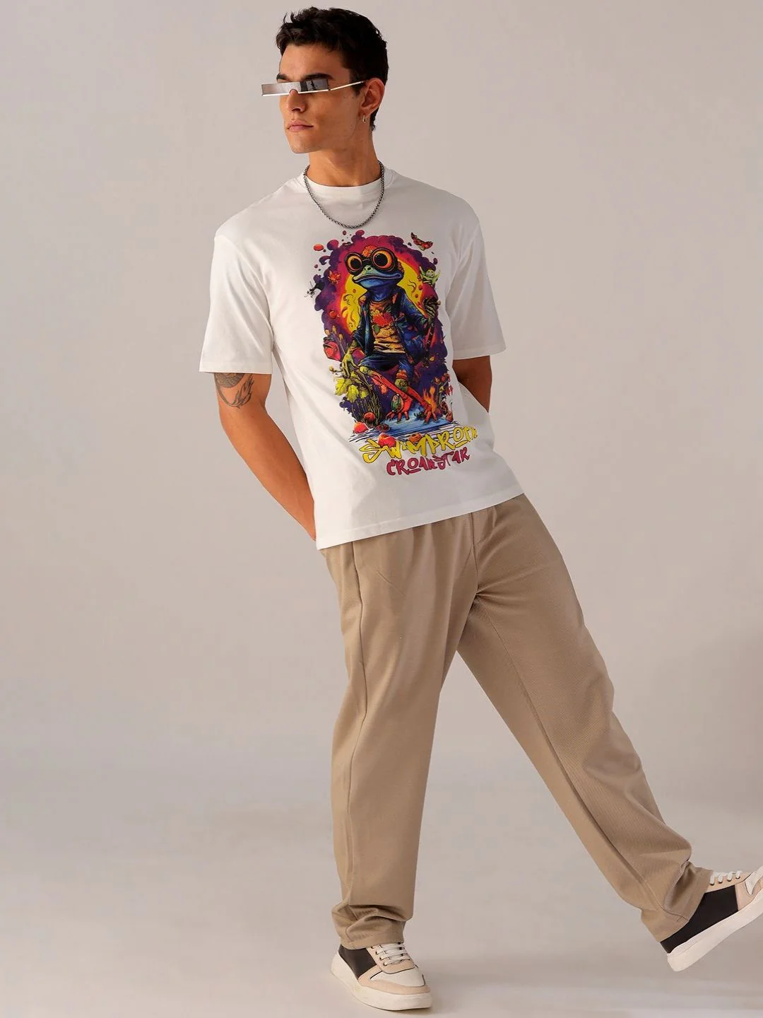 The Indian Garage Co Men Back Printed Boxy Oversized Pure Cotton T-shirt - Image 6