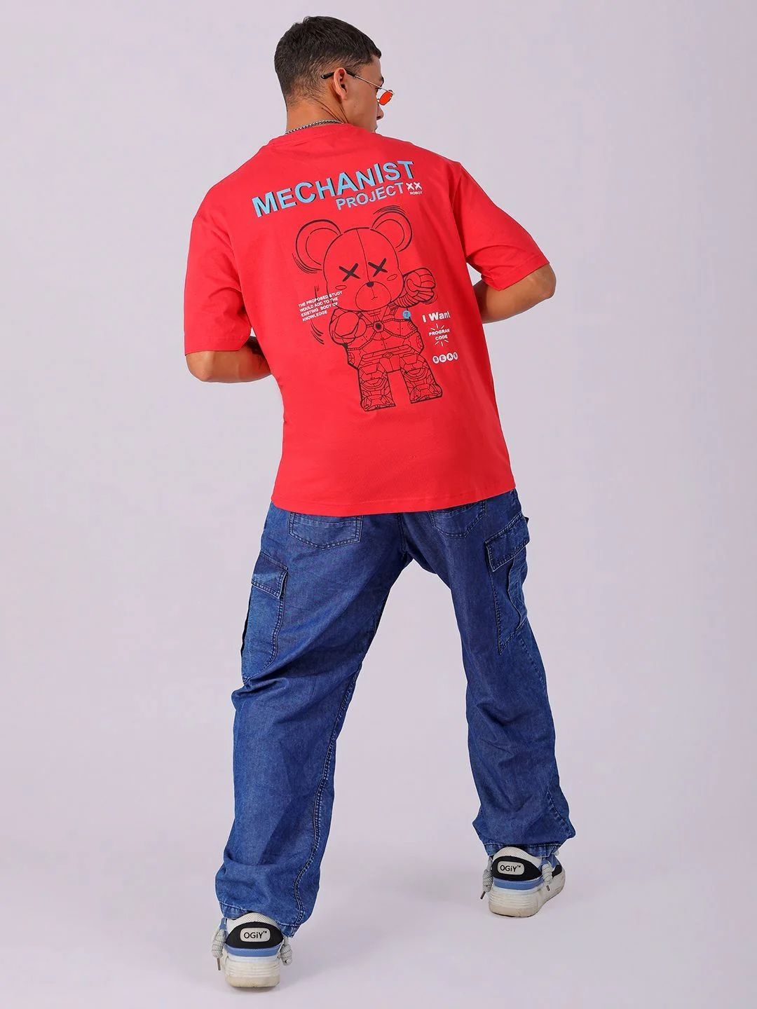The Indian Garage Co Men Pure Cotton Back Printed Boxy Oversized Round Neck T-shirt - Image 6