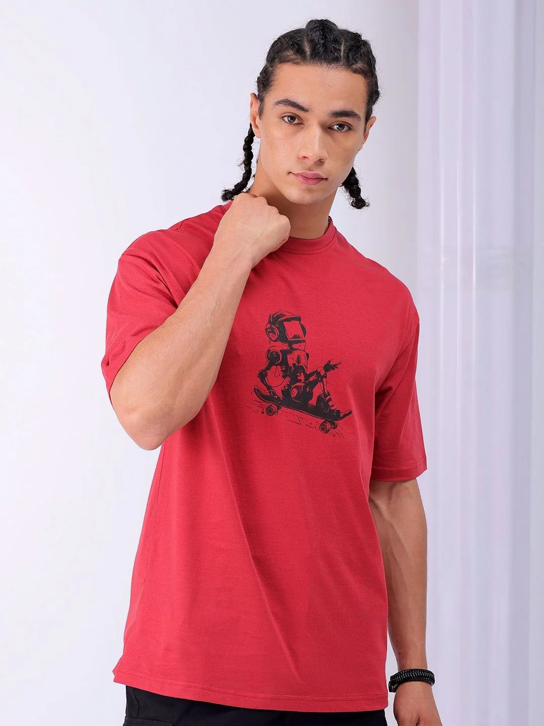 The Indian Garage Co Men Back Printed Boxy Oversized Pure Cotton T-shirt - Image 5