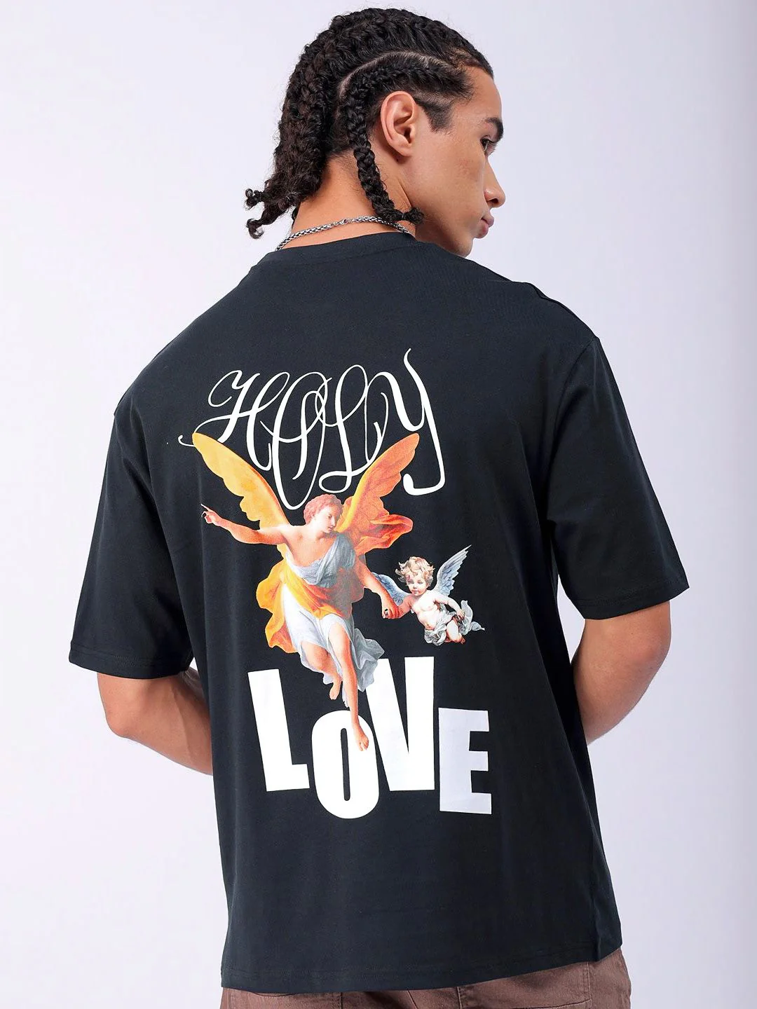 The Indian Garage Co Men Back Printed Boxy Oversized Round Neck Pure Cotton T-shirt - Image 5
