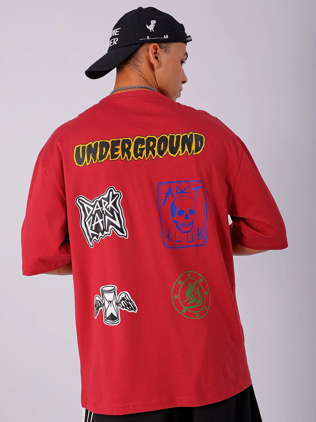 The Indian Garage Co Men Back Printed Oversized Round Neck T-shirt