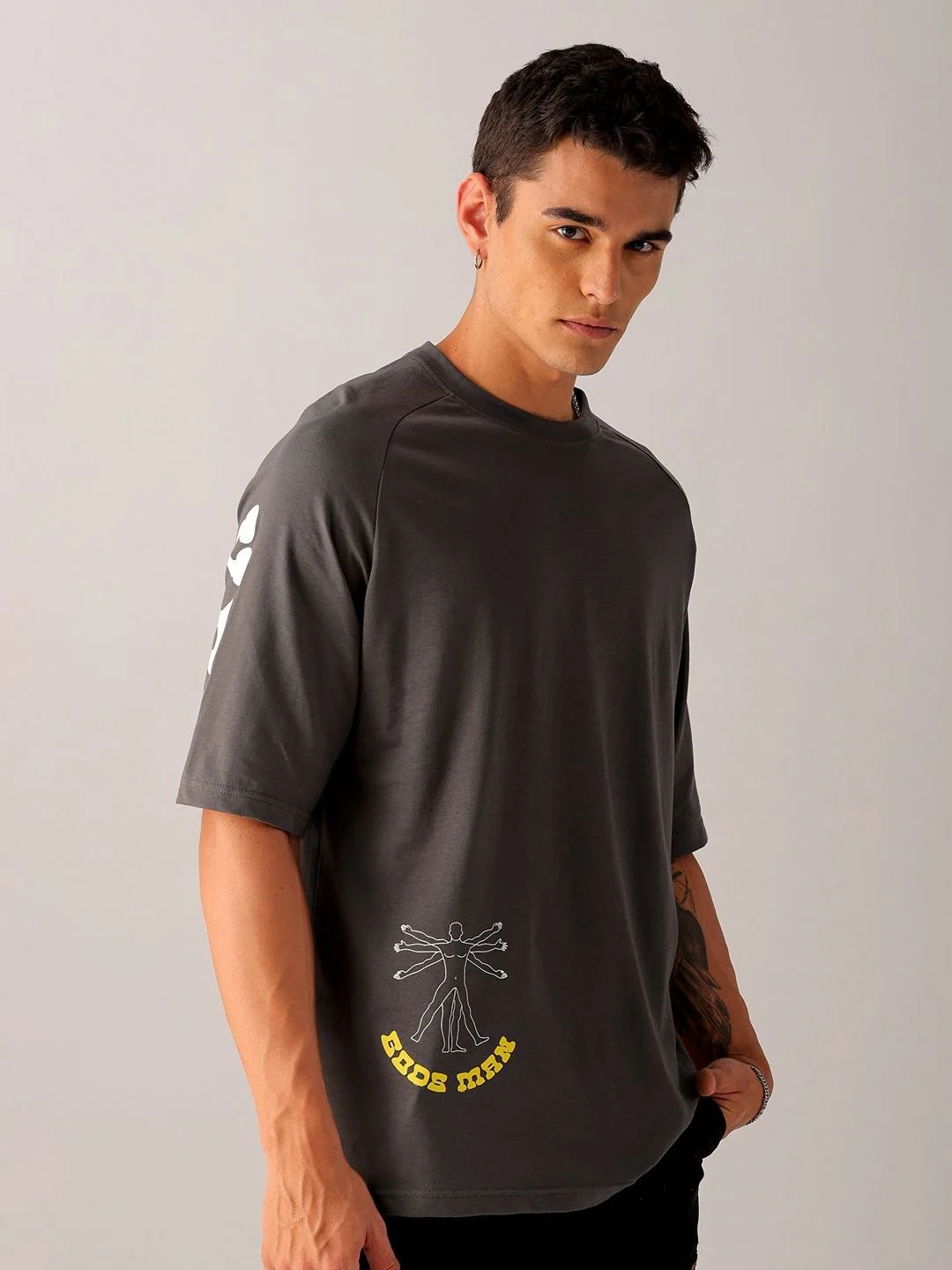 The Indian Garage Co Men Back Printed Oversized Round Neck Pure Cotton T-shirt - Image 5