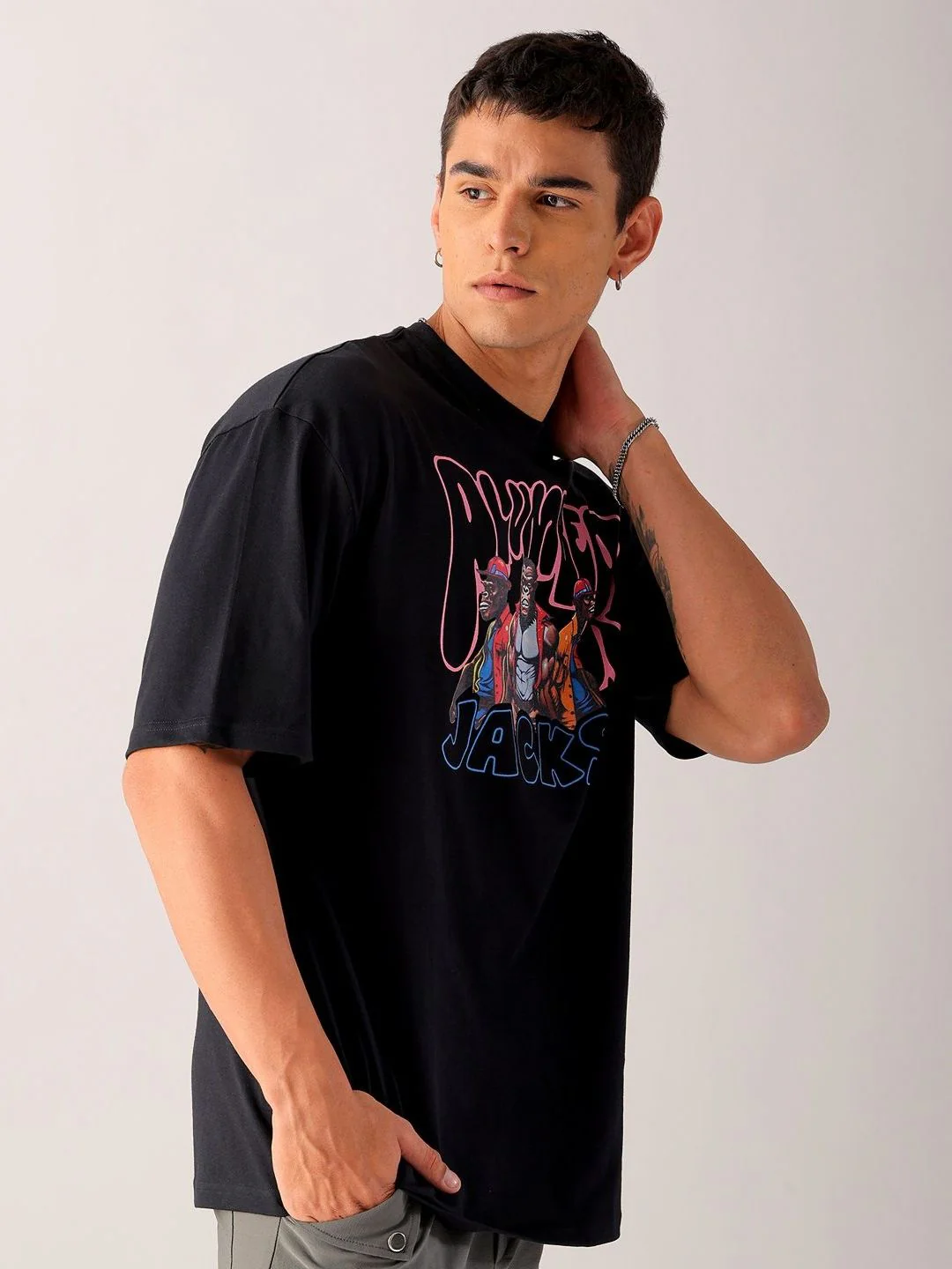 The Indian Garage Co Men Back Printed Oversized Round Neck T-shirt - Image 4