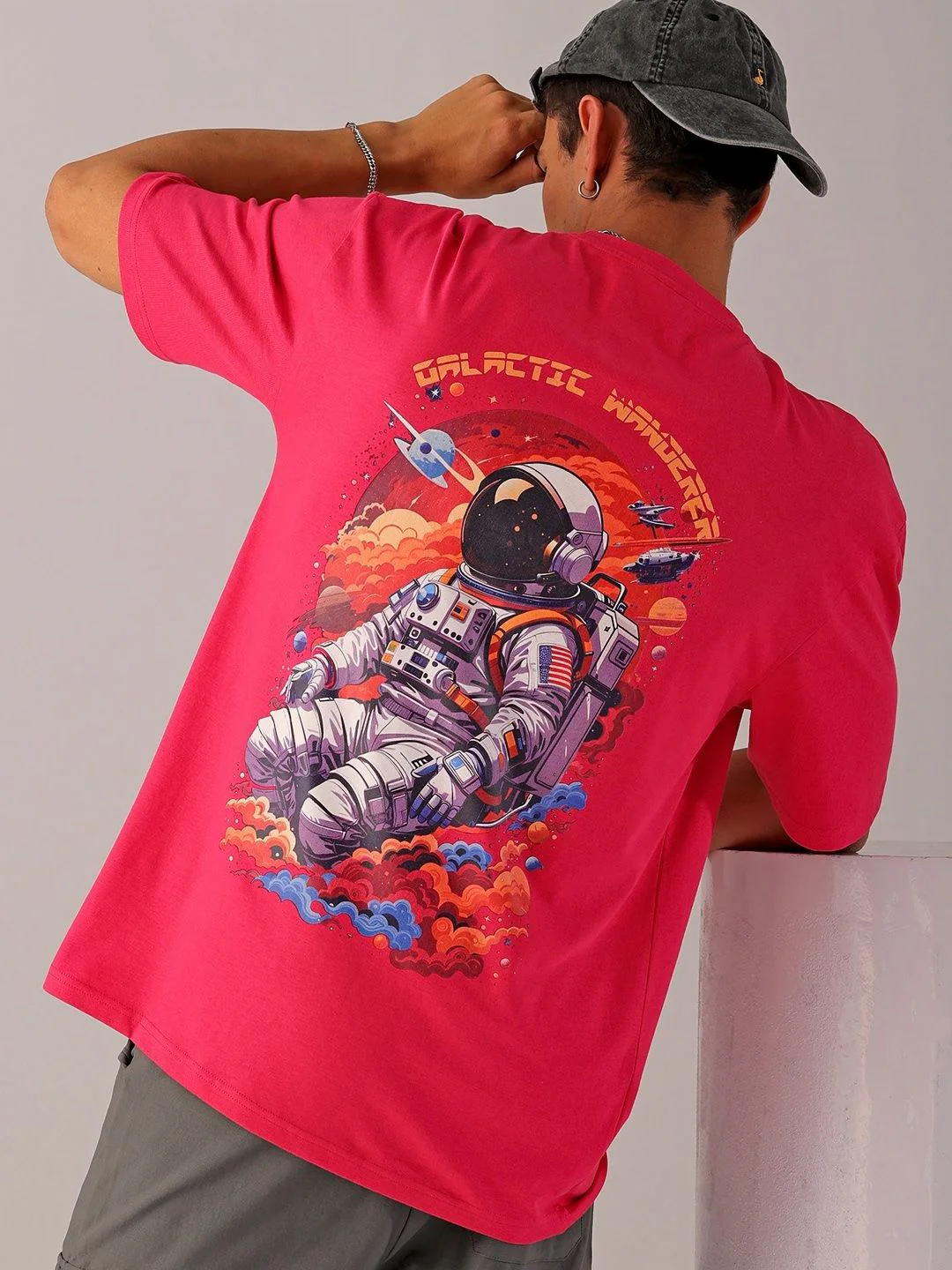 The Indian Garage Co Men Back Printed Oversized Round Neck T-shirt