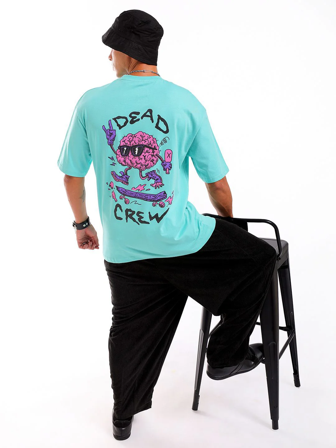 The Indian Garage Co Men Back Printed Round Neck Boxy Oversized T-shirt - Image 13