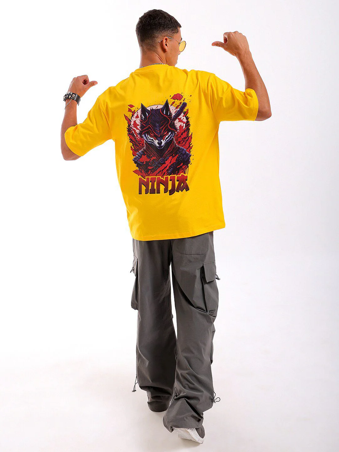 The Indian Garage Co Men Back Printed Round Neck Boxy Oversized T-shirt - Image 6