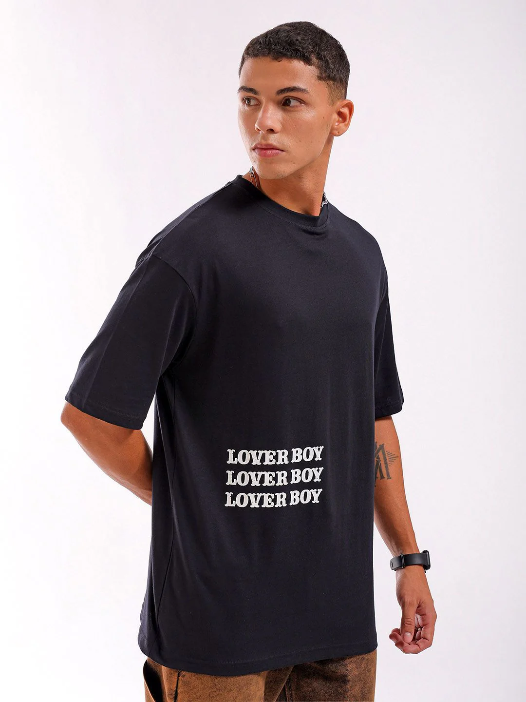 The Indian Garage Co Men Back Printed Round Neck Boxy Pure Cotton Oversized T-shirt - Image 4