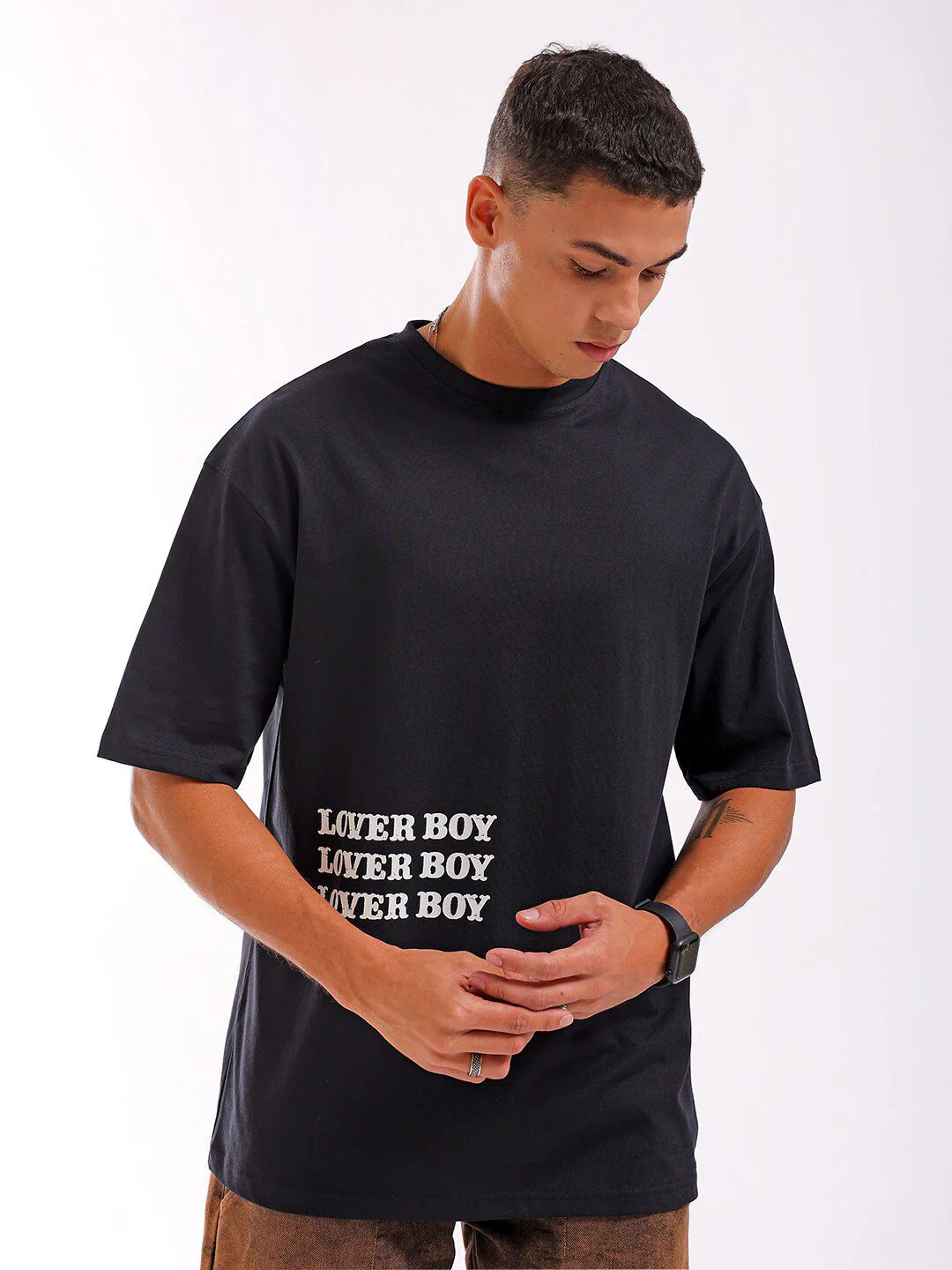 The Indian Garage Co Men Back Printed Round Neck Boxy Pure Cotton Oversized T-shirt - Image 5