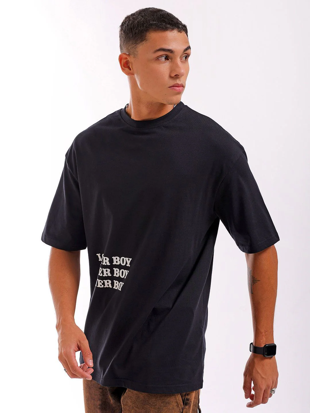 The Indian Garage Co Men Back Printed Round Neck Boxy Pure Cotton Oversized T-shirt - Image 6