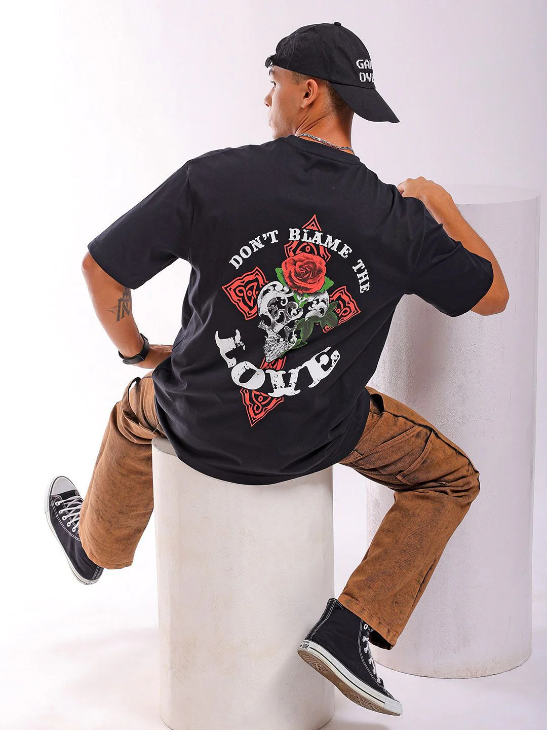 The Indian Garage Co Men Back Printed Round Neck Boxy Pure Cotton Oversized T-shirt - Image 7