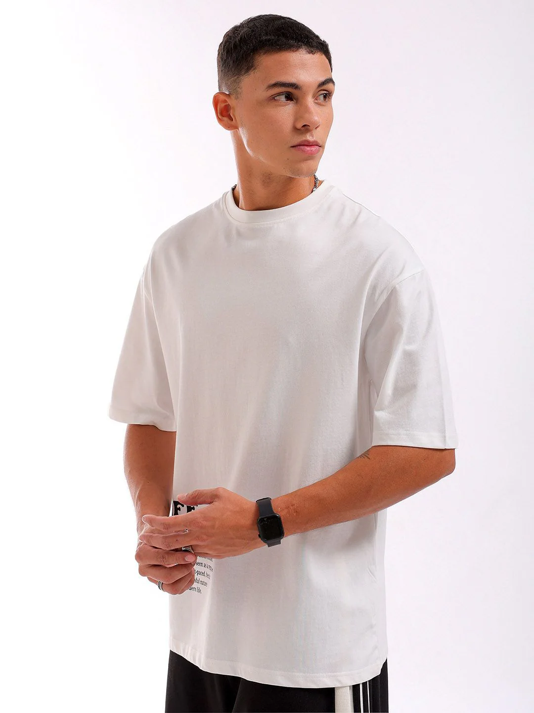 The Indian Garage Co Back Printed Pure Cotton Oversized Round Neck T-shirt - Image 4