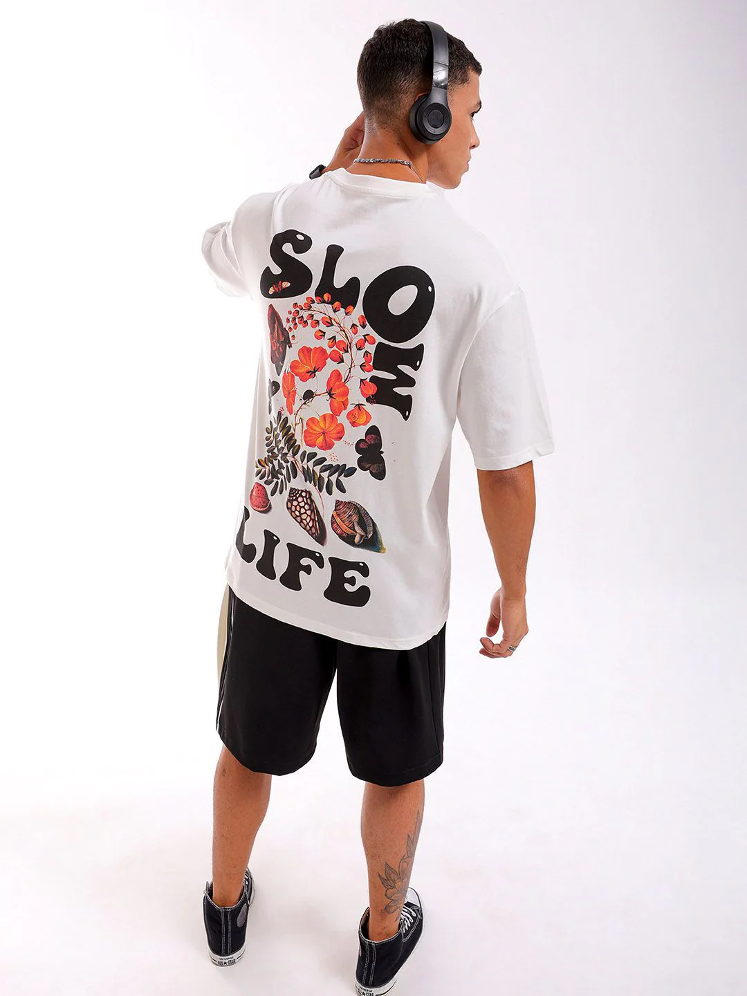 The Indian Garage Co Back Printed Pure Cotton Oversized Round Neck T-shirt - Image 6