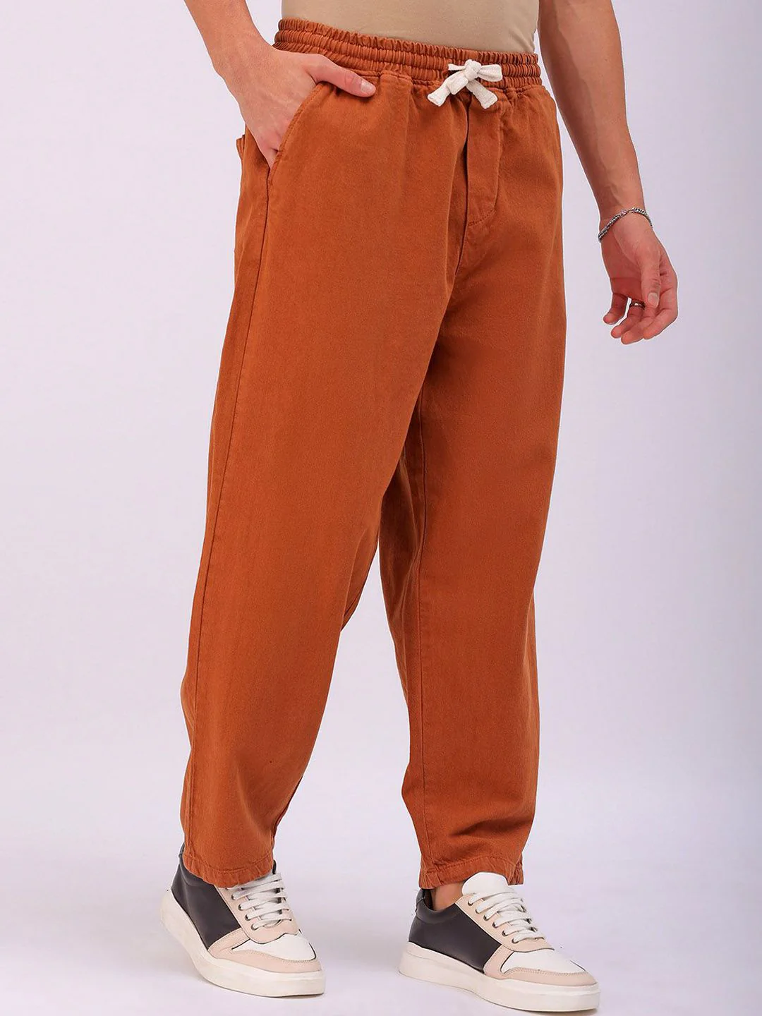 The Indian Garage Co Men Baggy Fit Cotton Elasticated Waist Jeans - Image 2