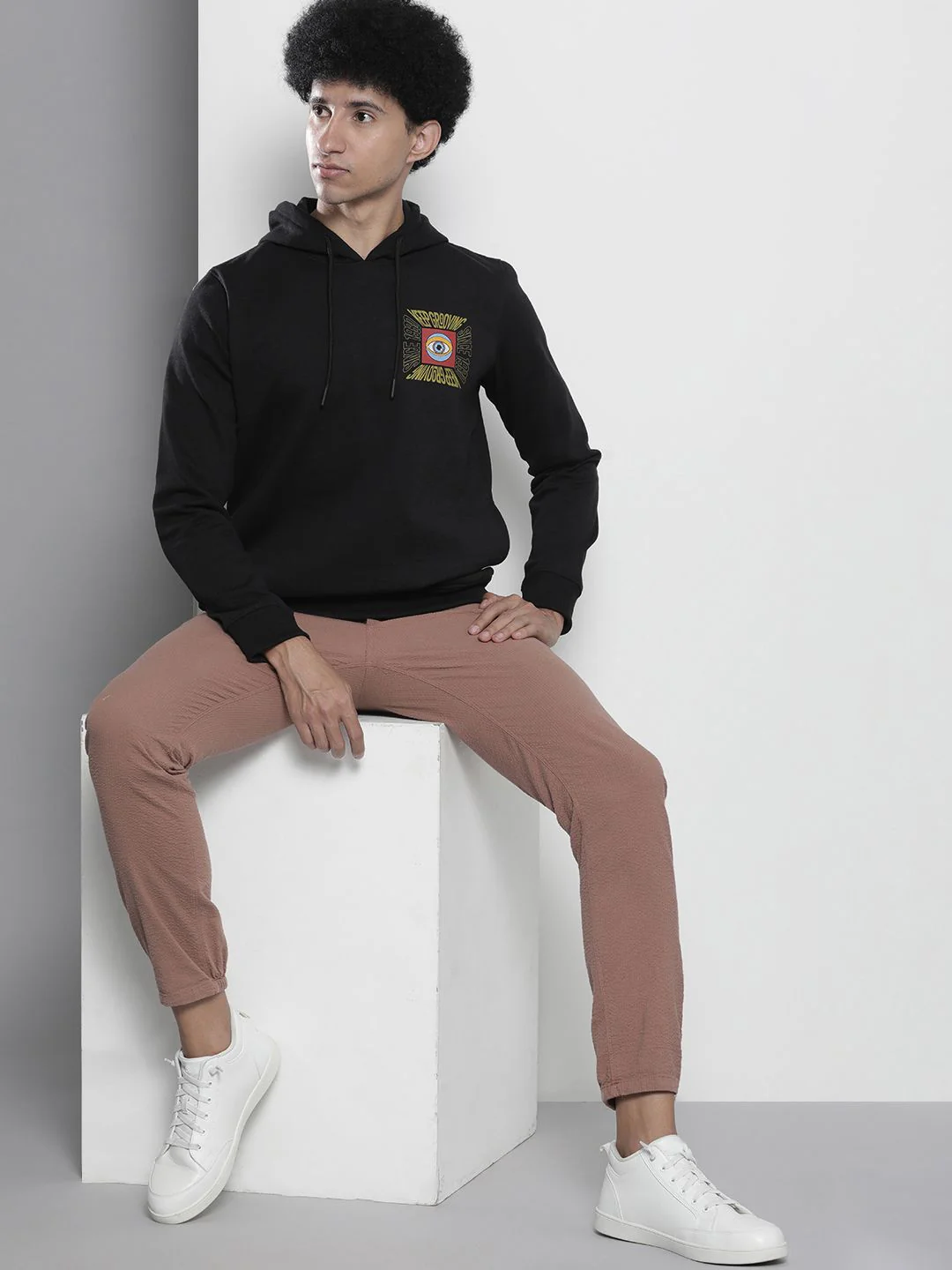 The Indian Garage Co Men Black Back Print Hooded Sweatshirt - Image 4