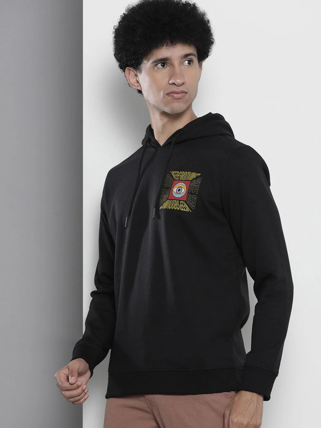 The Indian Garage Co Men Black Back Print Hooded Sweatshirt - Image 5
