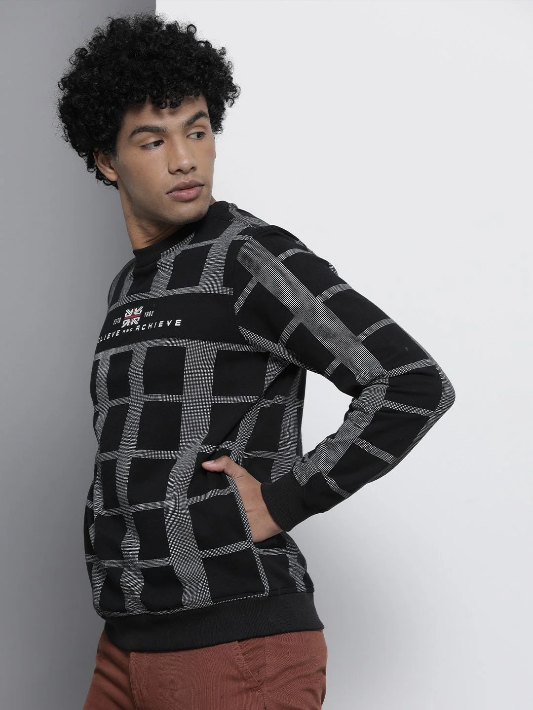 The Indian Garage Co Men Black Checked Sweatshirt - Image 3