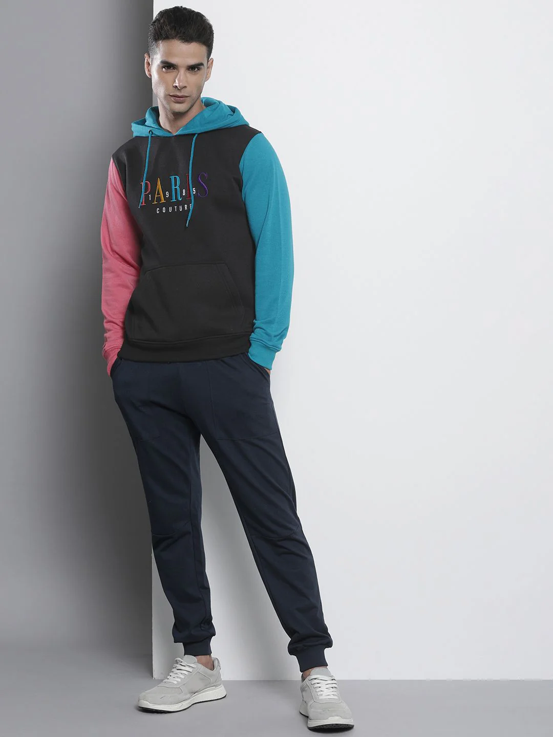 The Indian Garage Co Men Black Embroidered Hooded Sweatshirt - Image 4