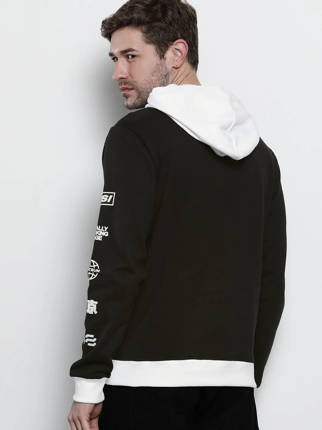 The Indian Garage Co Men Black Printed Hooded Sweatshirt - Image 4