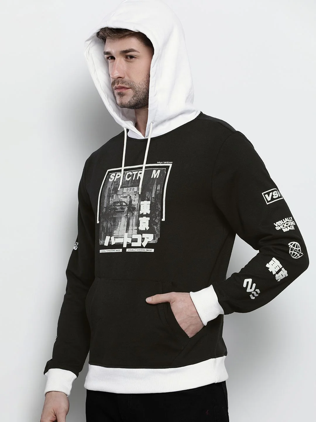 The Indian Garage Co Men Black Printed Hooded Sweatshirt - Image 5