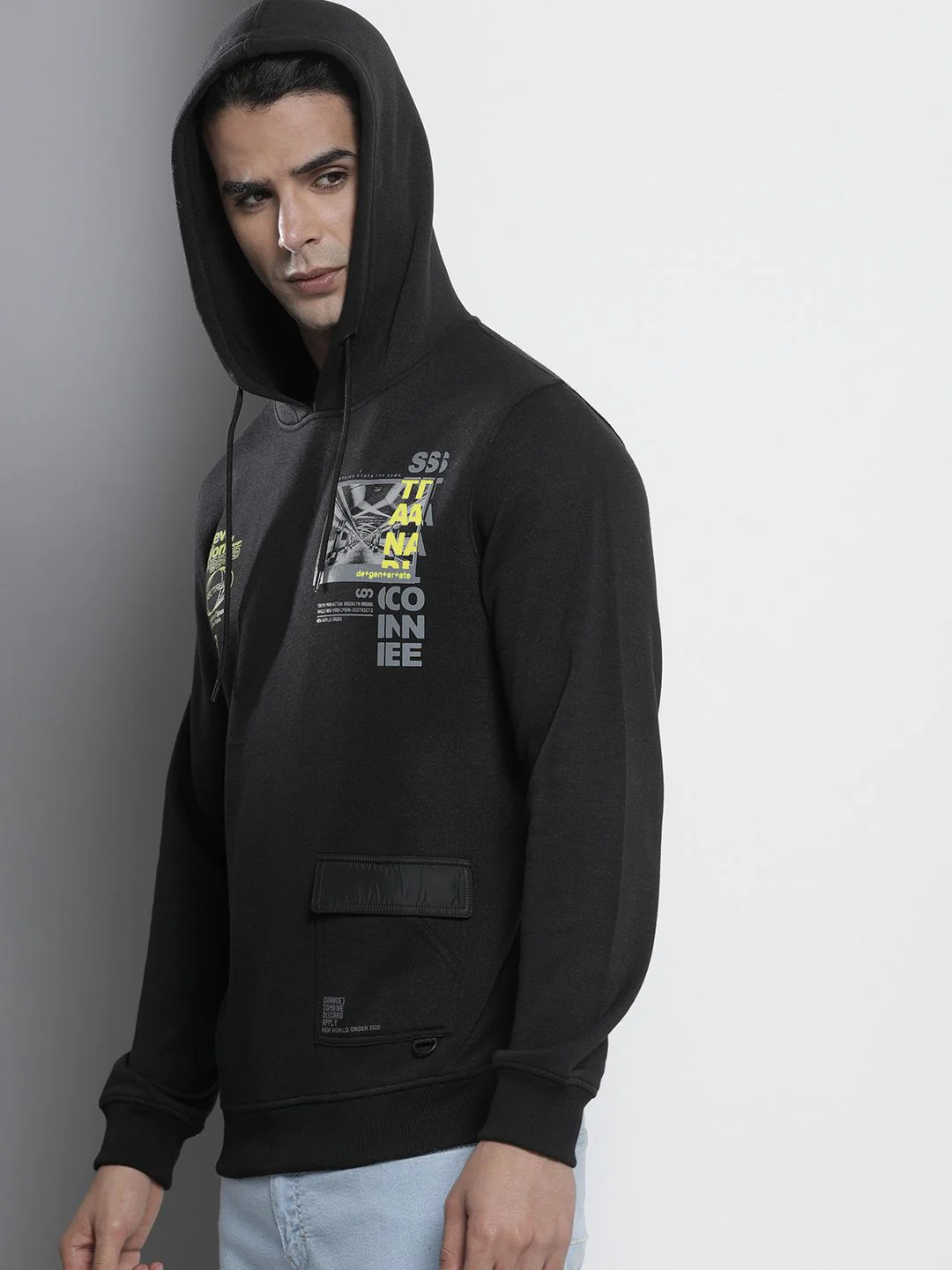 The Indian Garage Co Men Black Printed Hooded Sweatshirt - Image 5