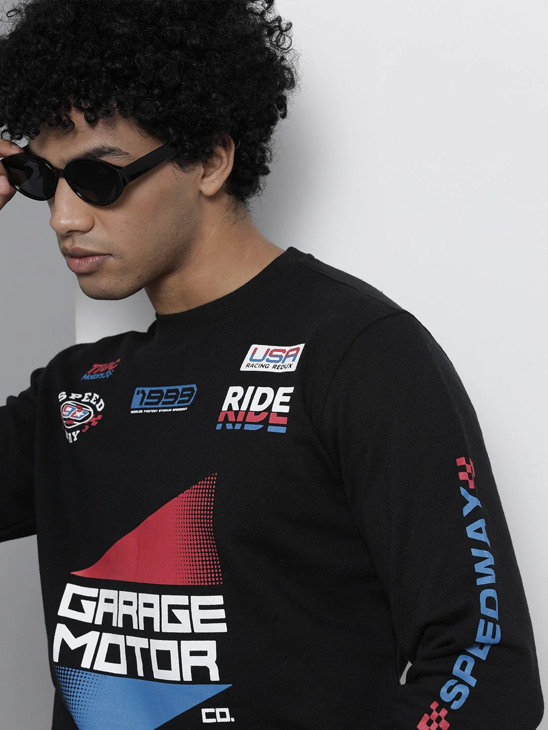 The Indian Garage Co Men Black Printed Sweatshirt