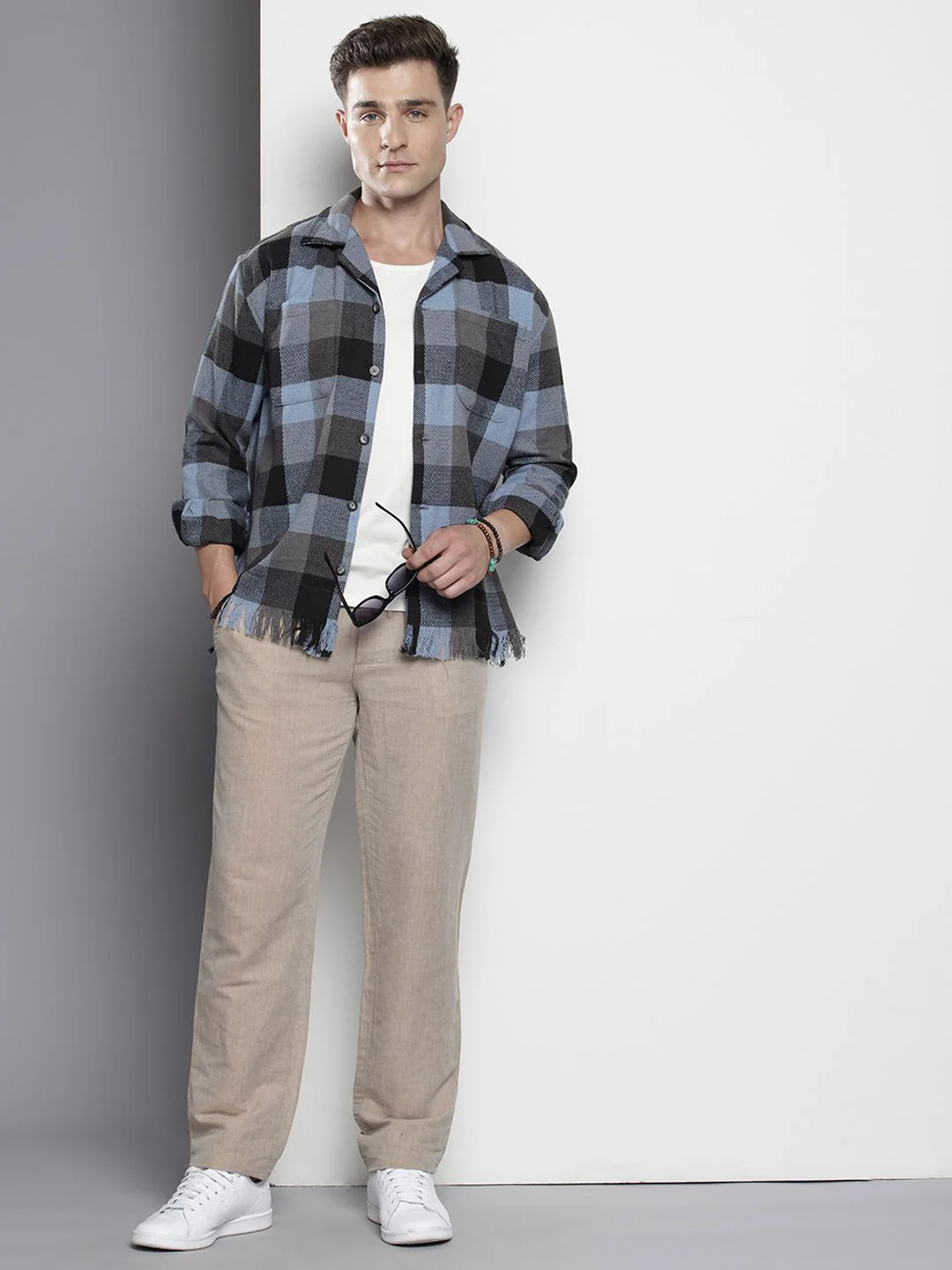 The Indian Garage Co Men Black Relaxed Fit Fringed Textured Resort Wear Shirt - Image 6