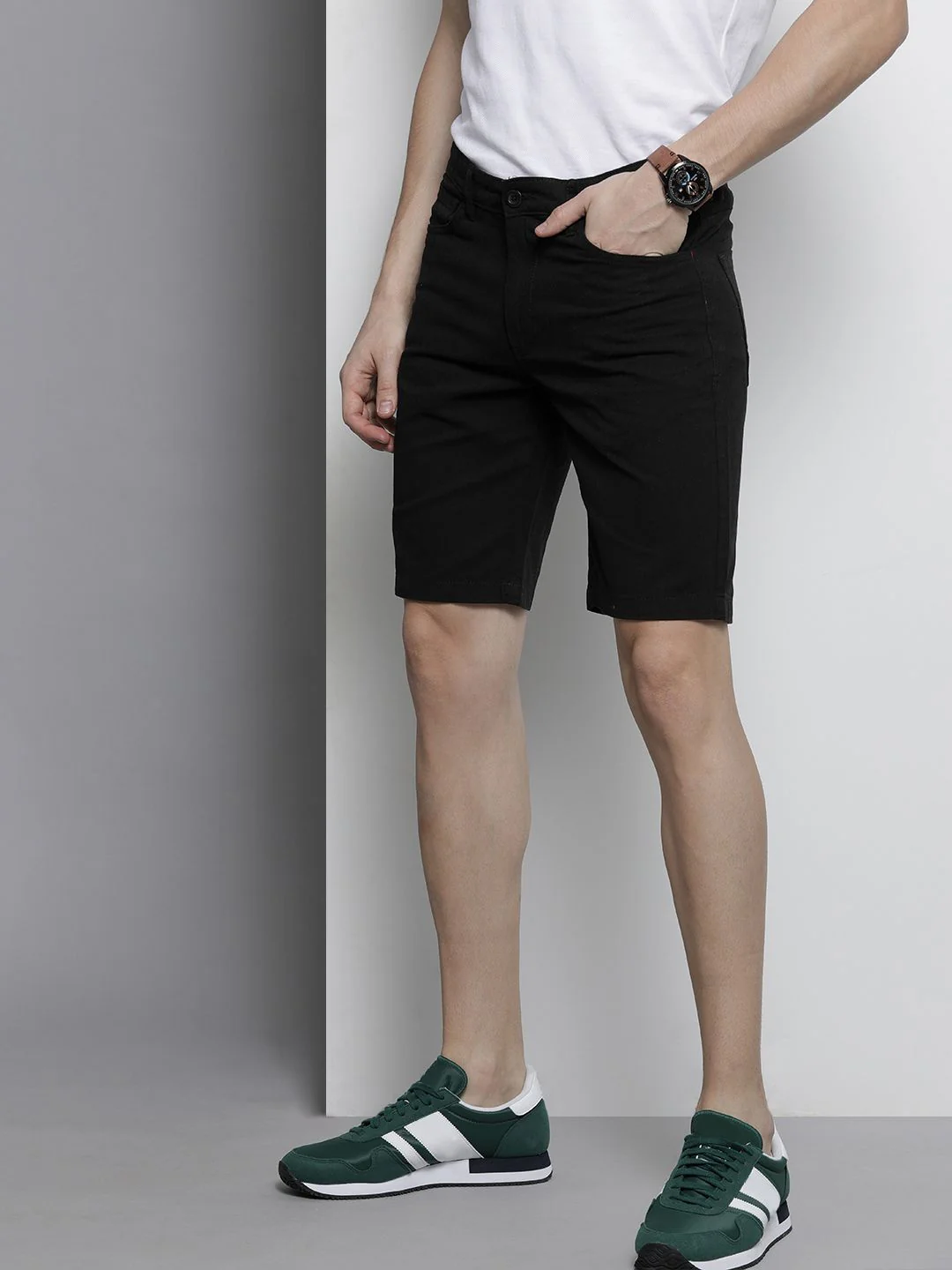 The Indian Garage Co Men Black Slim Fit Chino Shorts - Image 2