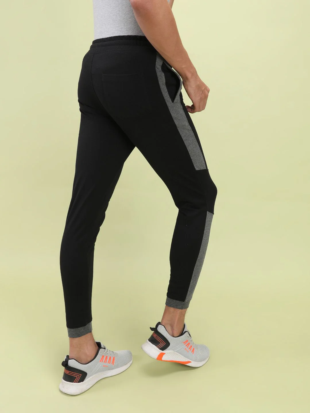 The Indian Garage Co Men Black Solid Joggers with Colorblocked Detail - Image 4