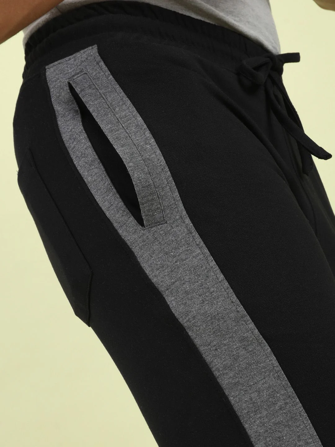 The Indian Garage Co Men Black Solid Joggers with Colorblocked Detail - Image 6