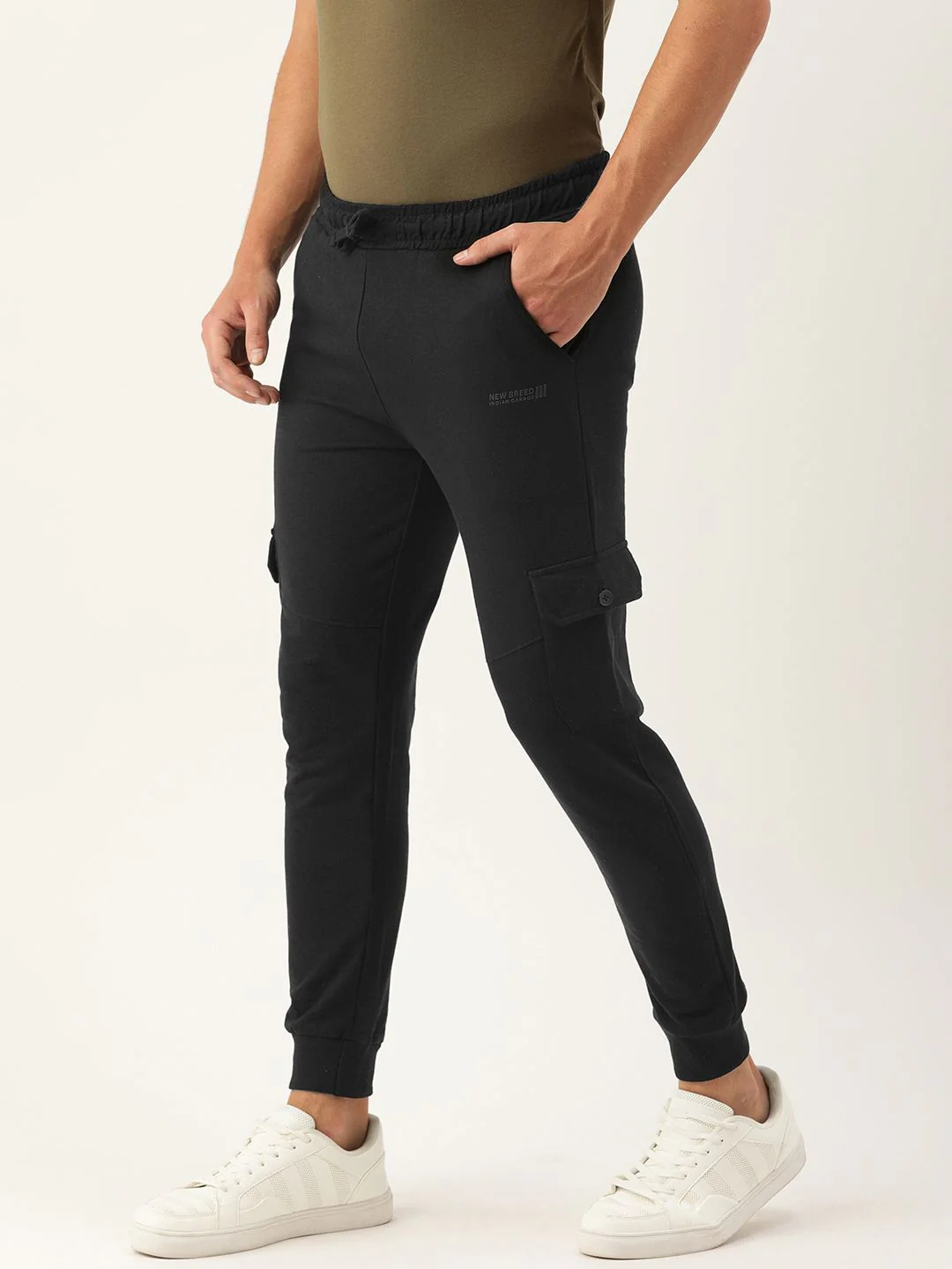 The Indian Garage Co Men Black Solid Straight Fit Joggers