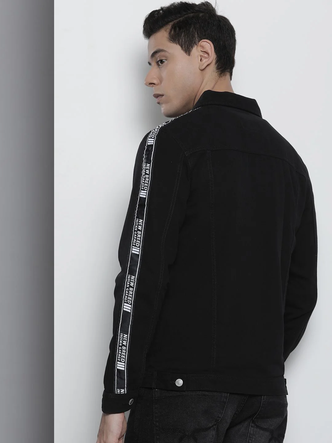 The Indian Garage Co Men Black Typography Lightweight Cotton Denim Jacket - Image 4
