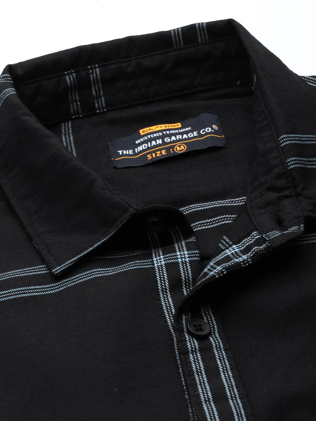 The Indian Garage Co Men Black & White Checked Pure Cotton Casual Shirt - Image 2