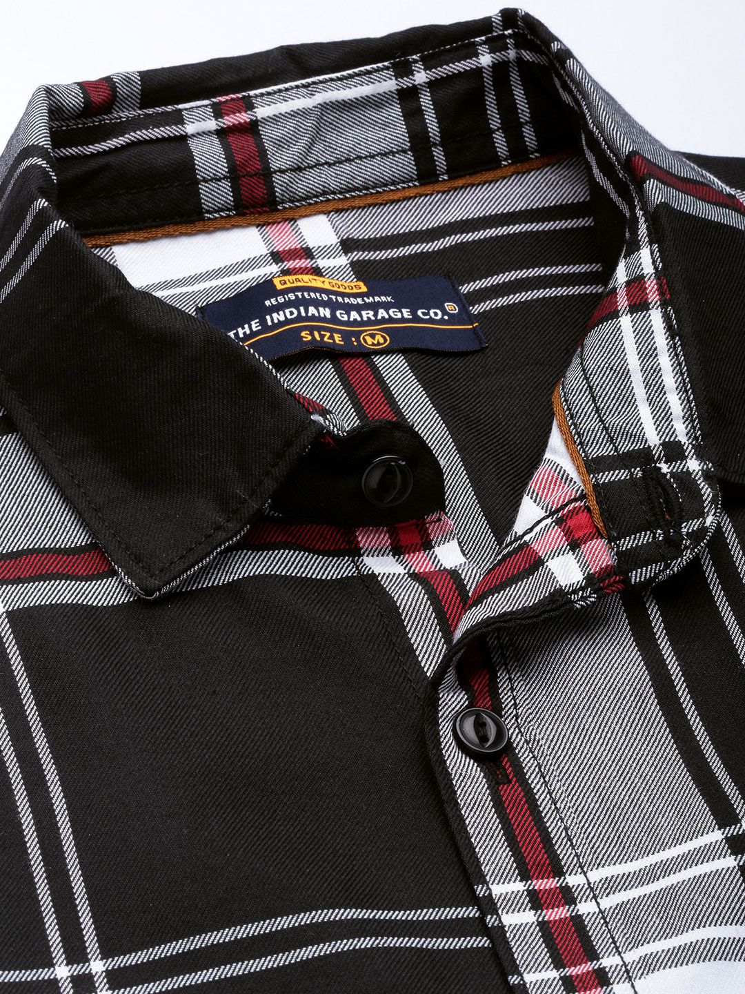The Indian Garage Co Men Black & White Tartan Checks Checked Cotton Casual Shirt - Image 2
