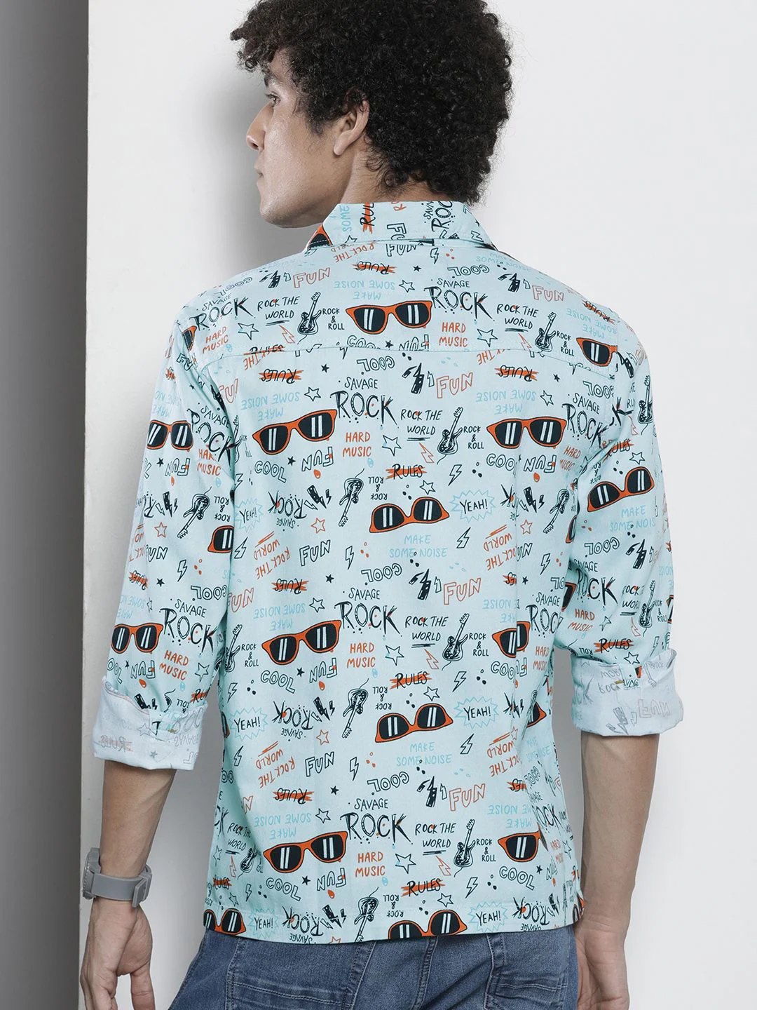 The Indian Garage Co Men Blue & Black Printed Casual Shirt - Image 4