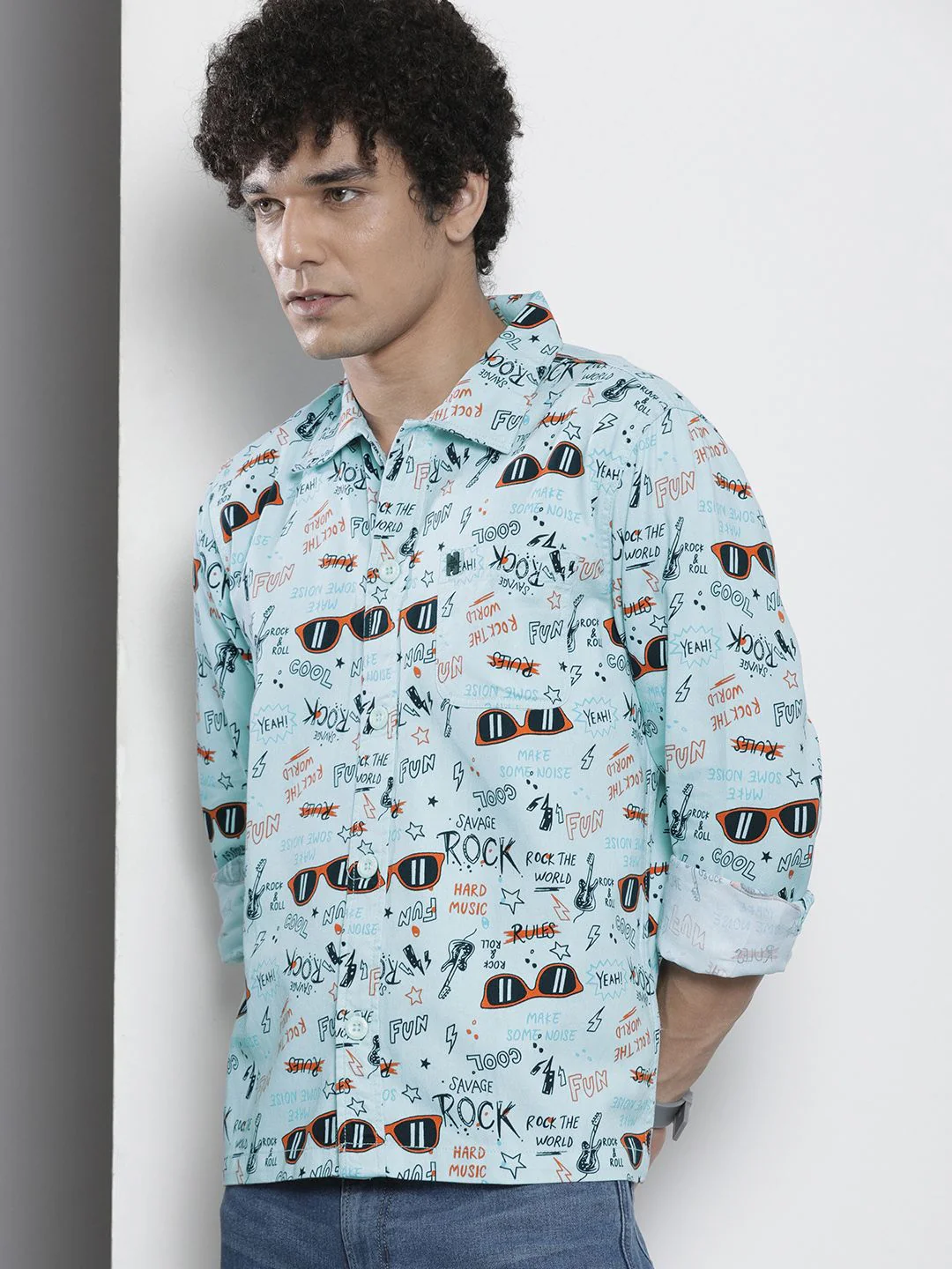 The Indian Garage Co Men Blue & Black Printed Casual Shirt - Image 5