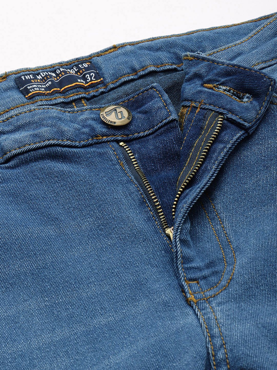 The Indian Garage Co Men Blue Bootcut Light Fade Stretchable Jeans - Image 4